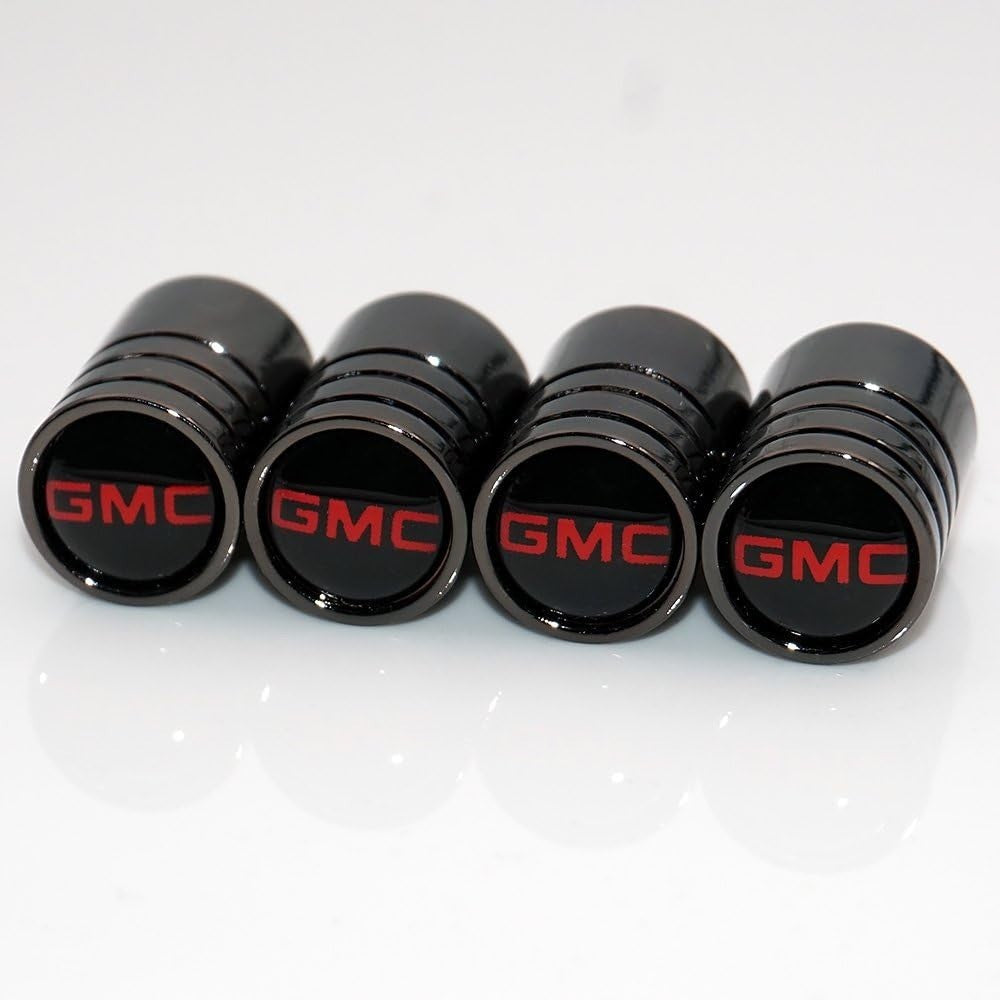 US85 GMC Logo Emblem Auto Car Wheel Tire Air Valve Caps Stem Cover Black