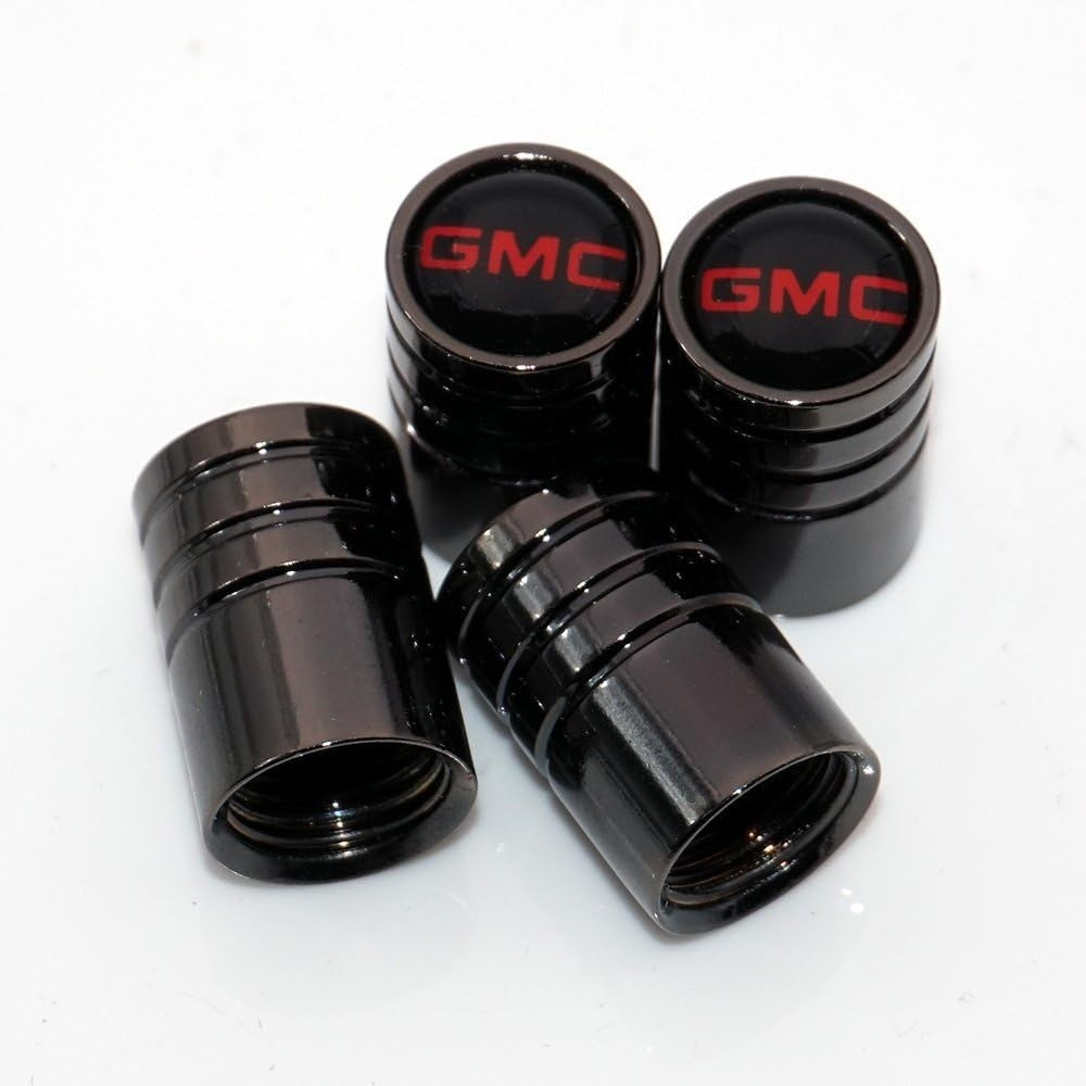 US85 GMC Logo Emblem Auto Car Wheel Tire Air Valve Caps Stem Cover Black