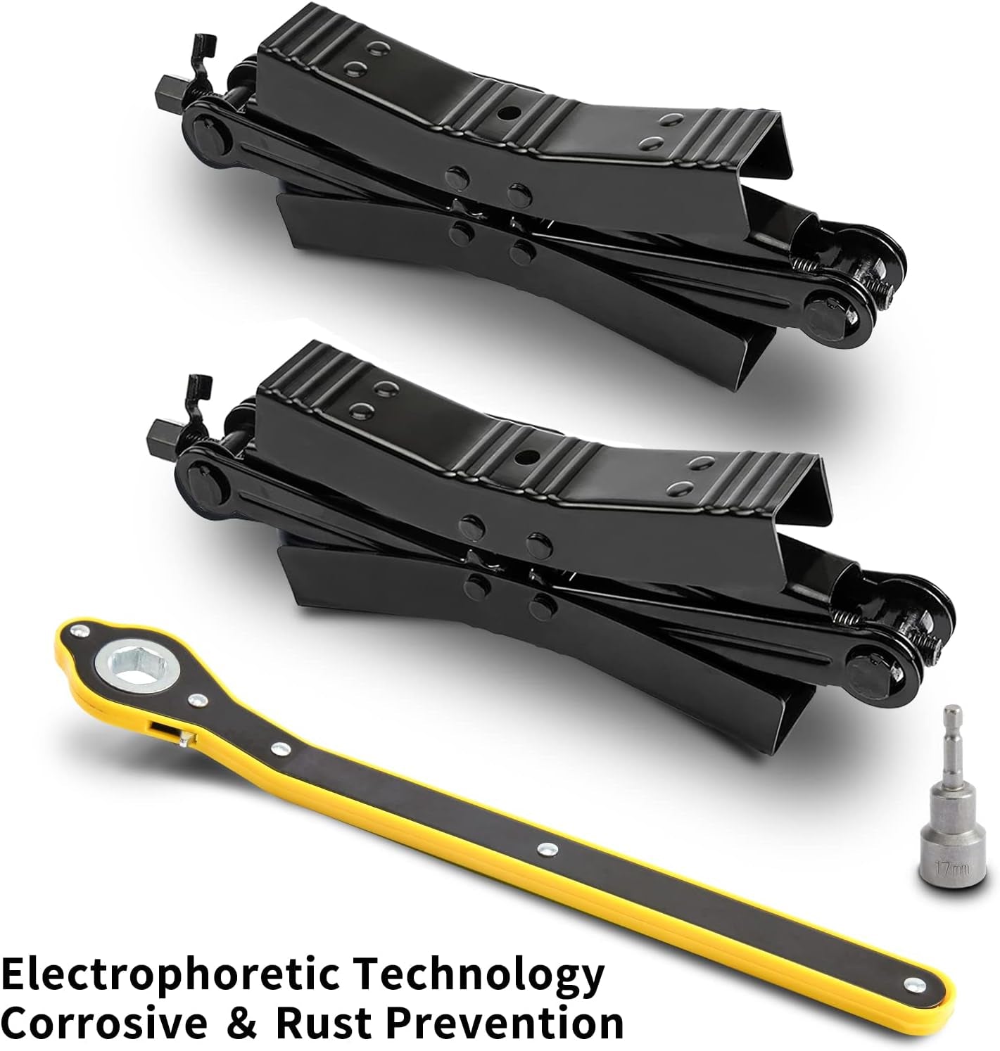 Camper Wheel Chock Stabilizer 2 Sets, Double Speed Heavy Duty Truck RV Tire Scissor Locking X Chock, Camper Accessories for Travel Trailers Tire Chalks, anti Rust Coating, Fit for 3.5” to 12”