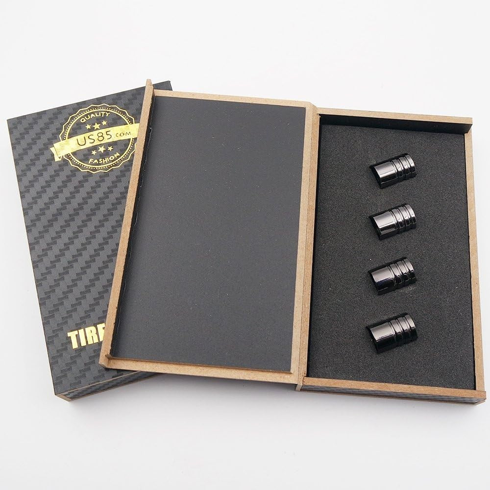 US85 GMC Logo Emblem Auto Car Wheel Tire Air Valve Caps Stem Cover Black