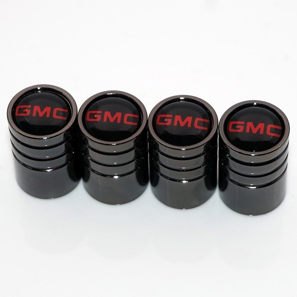 US85 GMC Logo Emblem Auto Car Wheel Tire Air Valve Caps Stem Cover Black